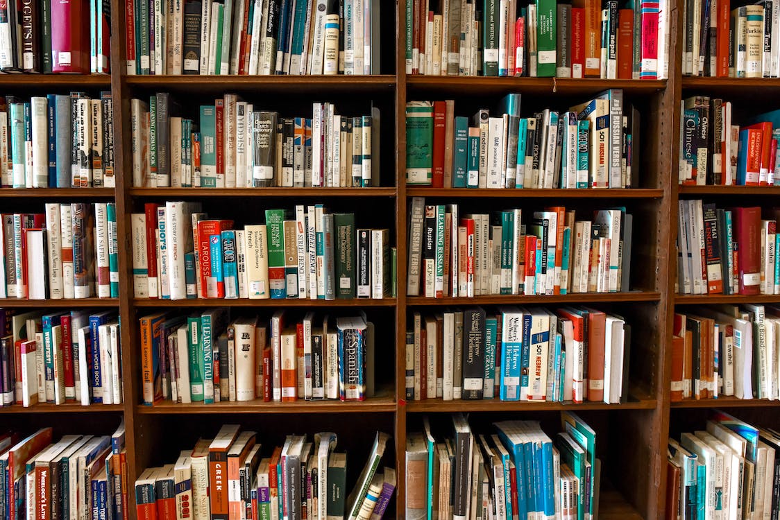 Free Assorted Books on Book Shelves Stock Photo