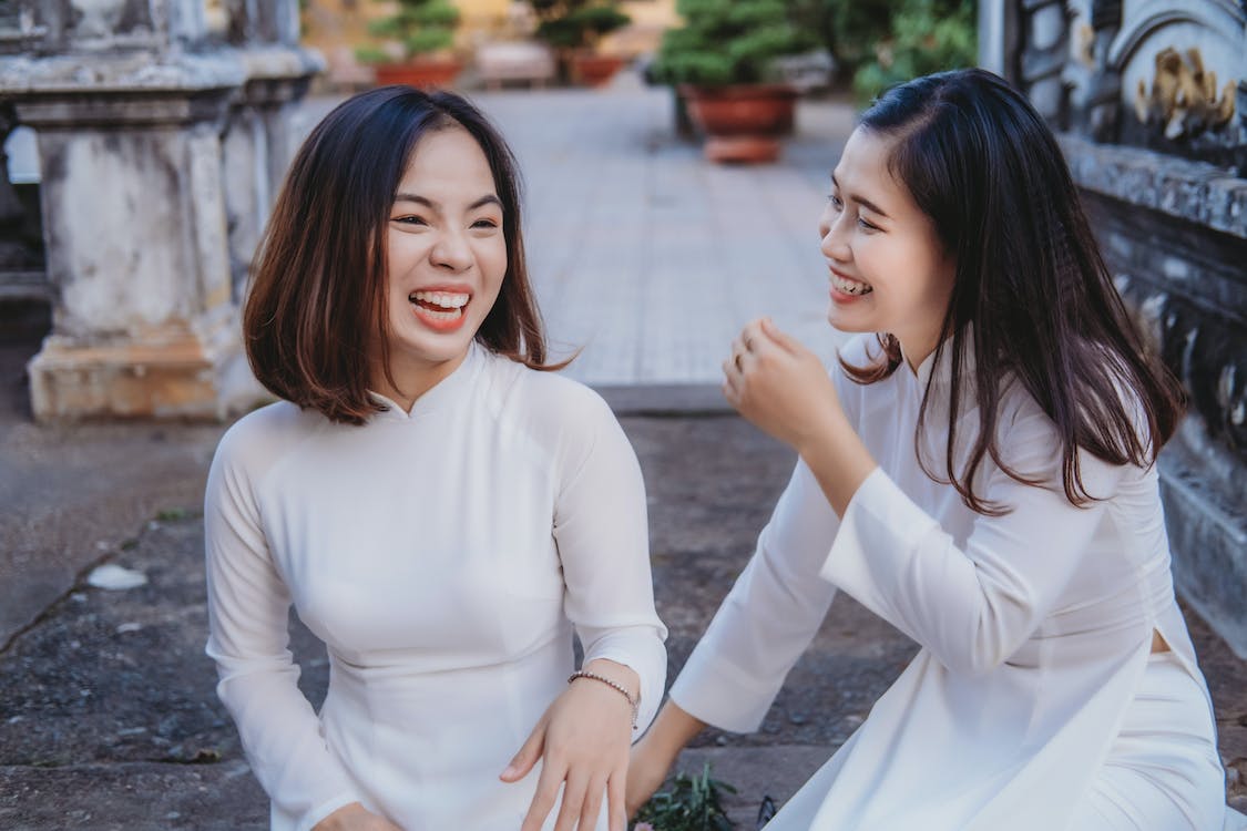 Free Female Friends wearing Traditional Dress Stock Photo
